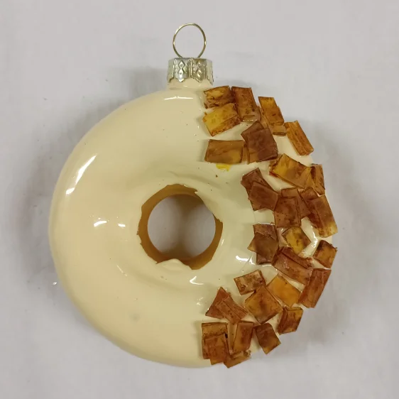 Wholesale Custom Cute Simulated Donuts Glass  Christmas Tree Decorative Hanging Pendant High Quality Hand Painted Food factory