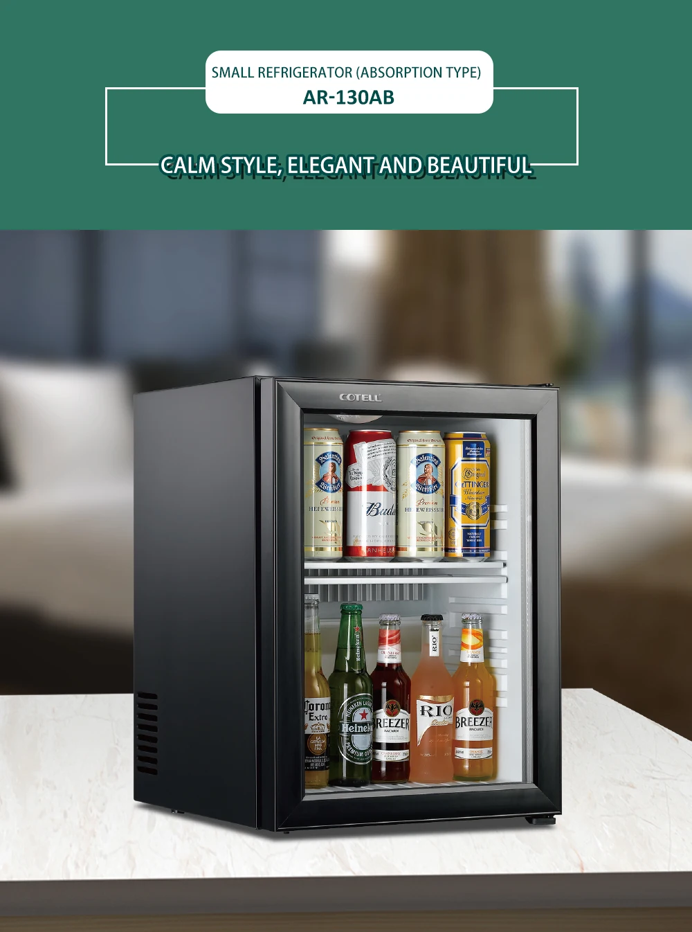 Cotell Ar130ab Compact Refrigerators Hotel Electronic Mini Bar Refrigerator With Glass Door