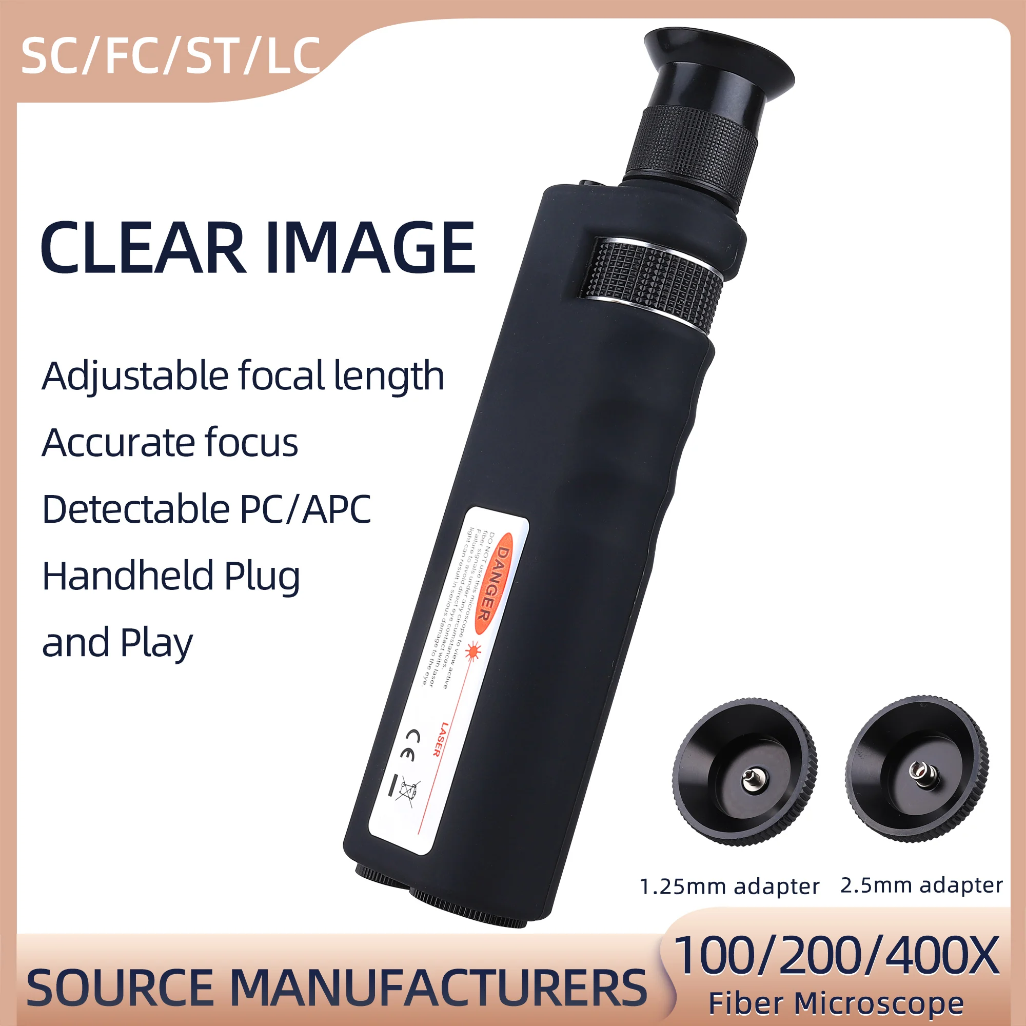 Microscope Fibre Optique 200x Pour Connecteurs 1.25mm/2.5mm - Inspection Des Faces
