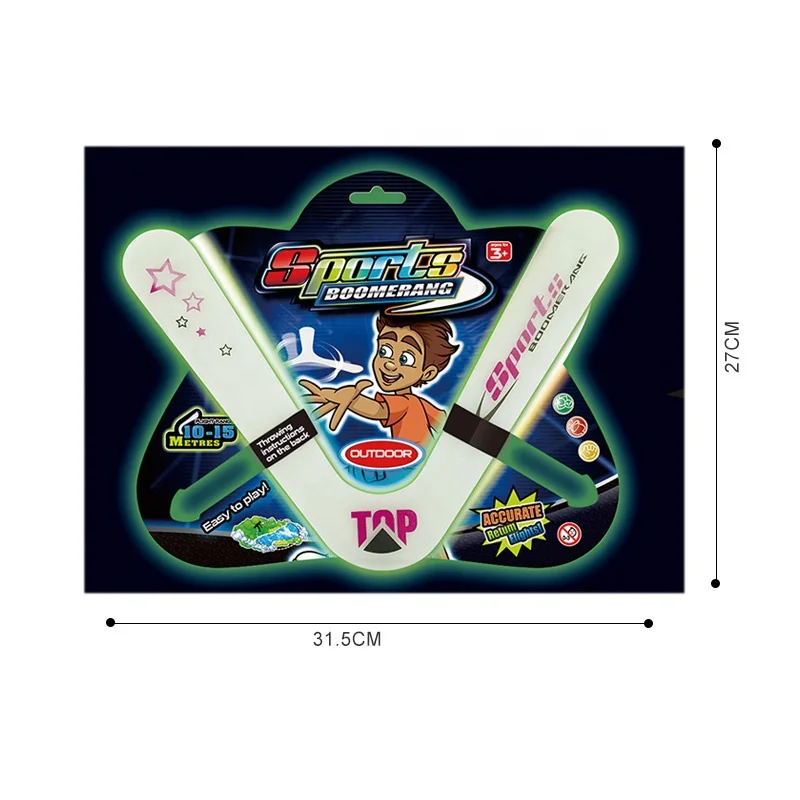 Рекламная дешевая игрушка, пластиковая летающая тарелка, растущая в темноте, светящаяся спортивная игрушка Бумеранг