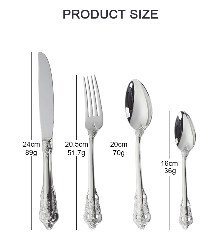 Varma Luksa Flatware Set Restoracio Hotelaj Tabulaj Kuleroj Kaj Forkoj Neoksidebla Ŝtala Aro Geedziĝa Tutlegejo 22