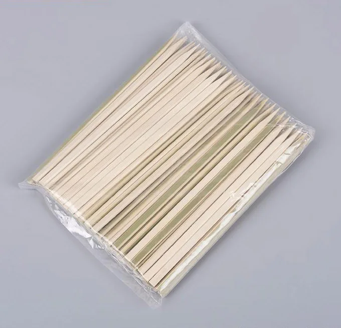 Biodegradable Barbecue Food Disposable Bamboo Kebab Wooden Flat Skewers