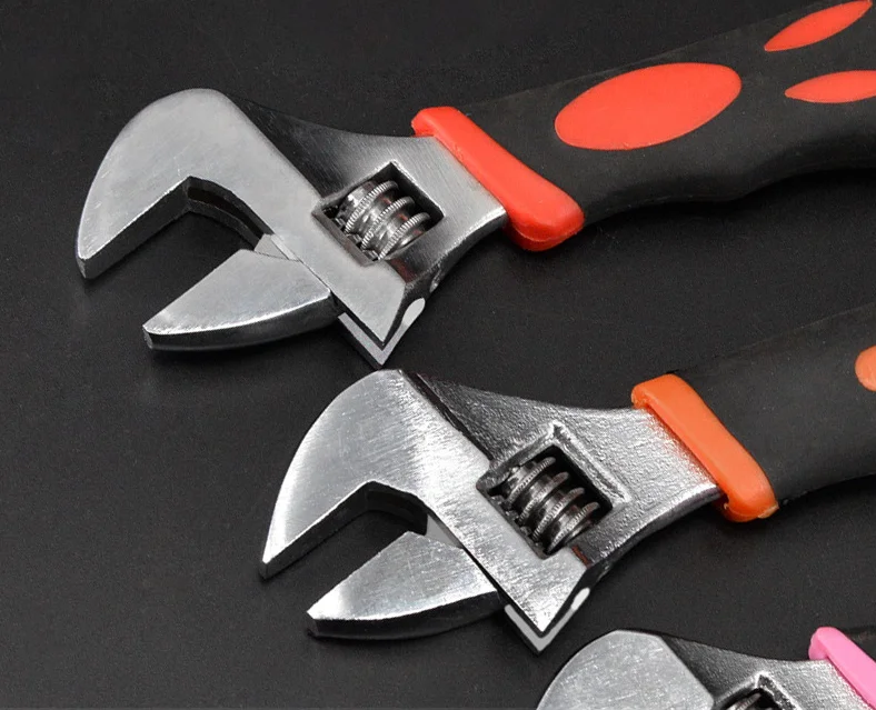 Factory OEM Wholesale DIY Metric Carbon Steel 8 Inch Cushion Handle Grip Monkey Spanner Adjustable Wrench