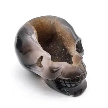 Crânes de cristal maya extraterrestres sculptés en améthyste de quartz clair de qualité époustouflante