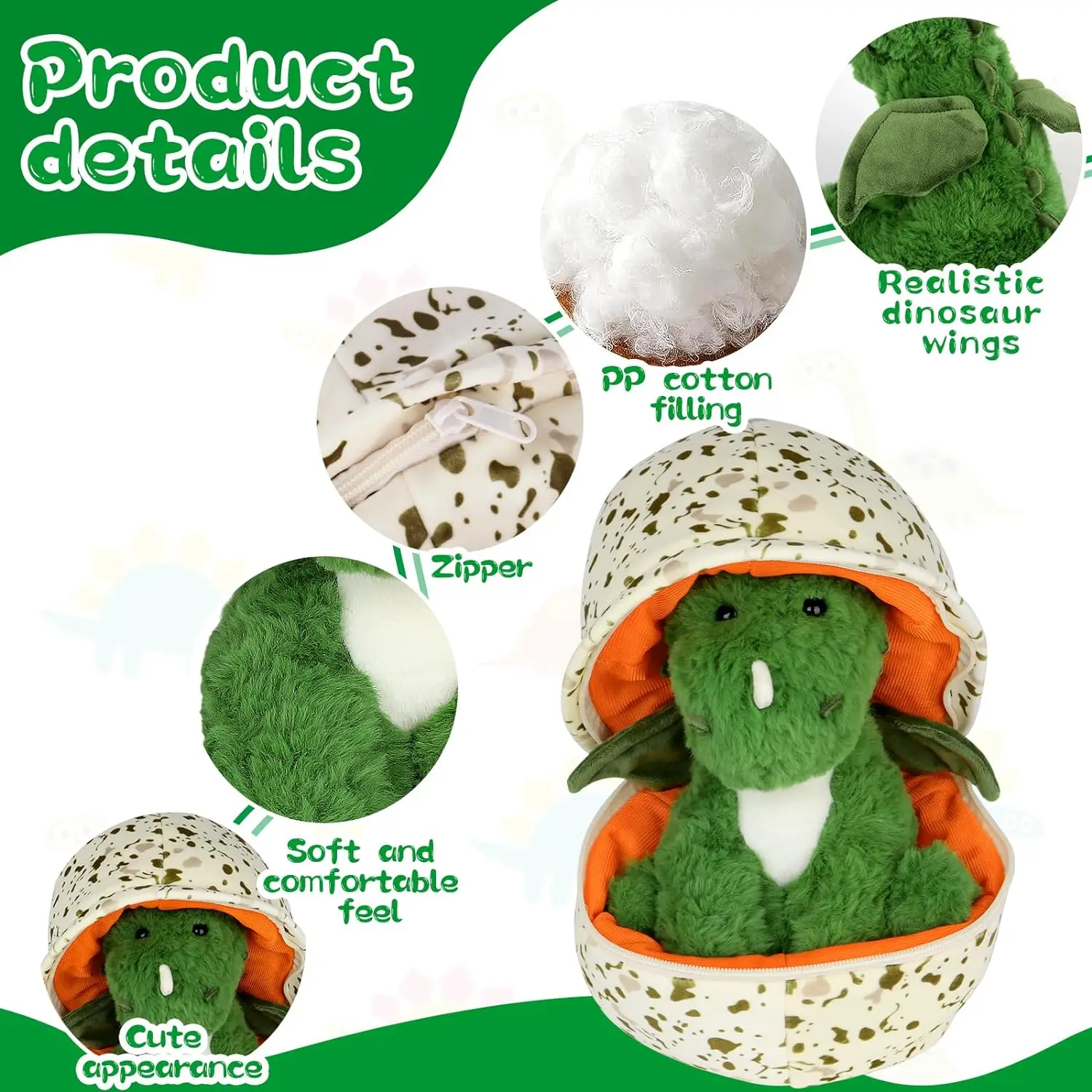 2 in 1 Cartoon Cute Dinosaur Hatching Egg Stuffed Animal Peluche Pillow Doll Toy Kawaii Soft Dinosaur Plush Figure Toy for Gift
