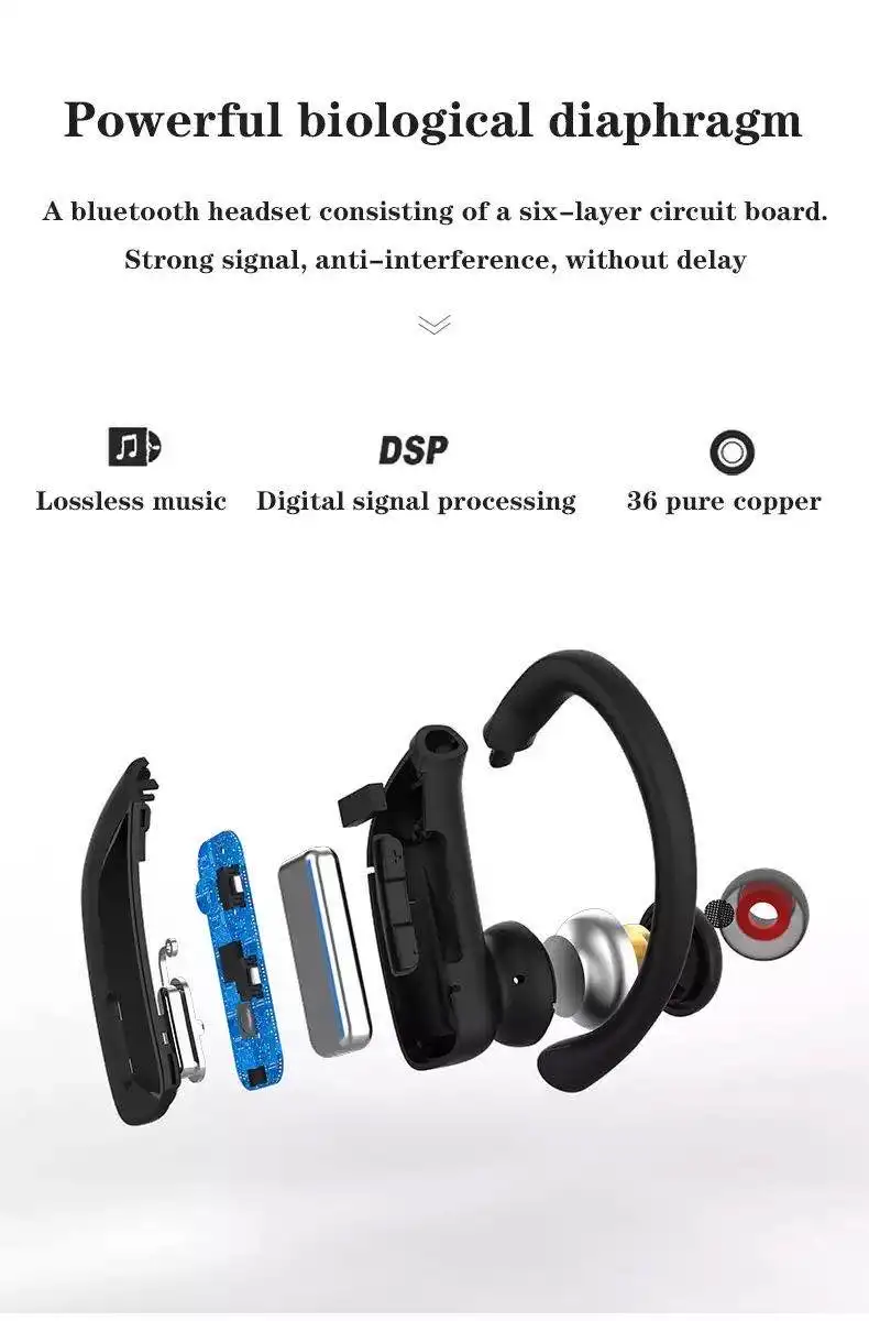 T17 Ear Hook TWS Earphone Sports Wireless CVC intelligent Earbuds