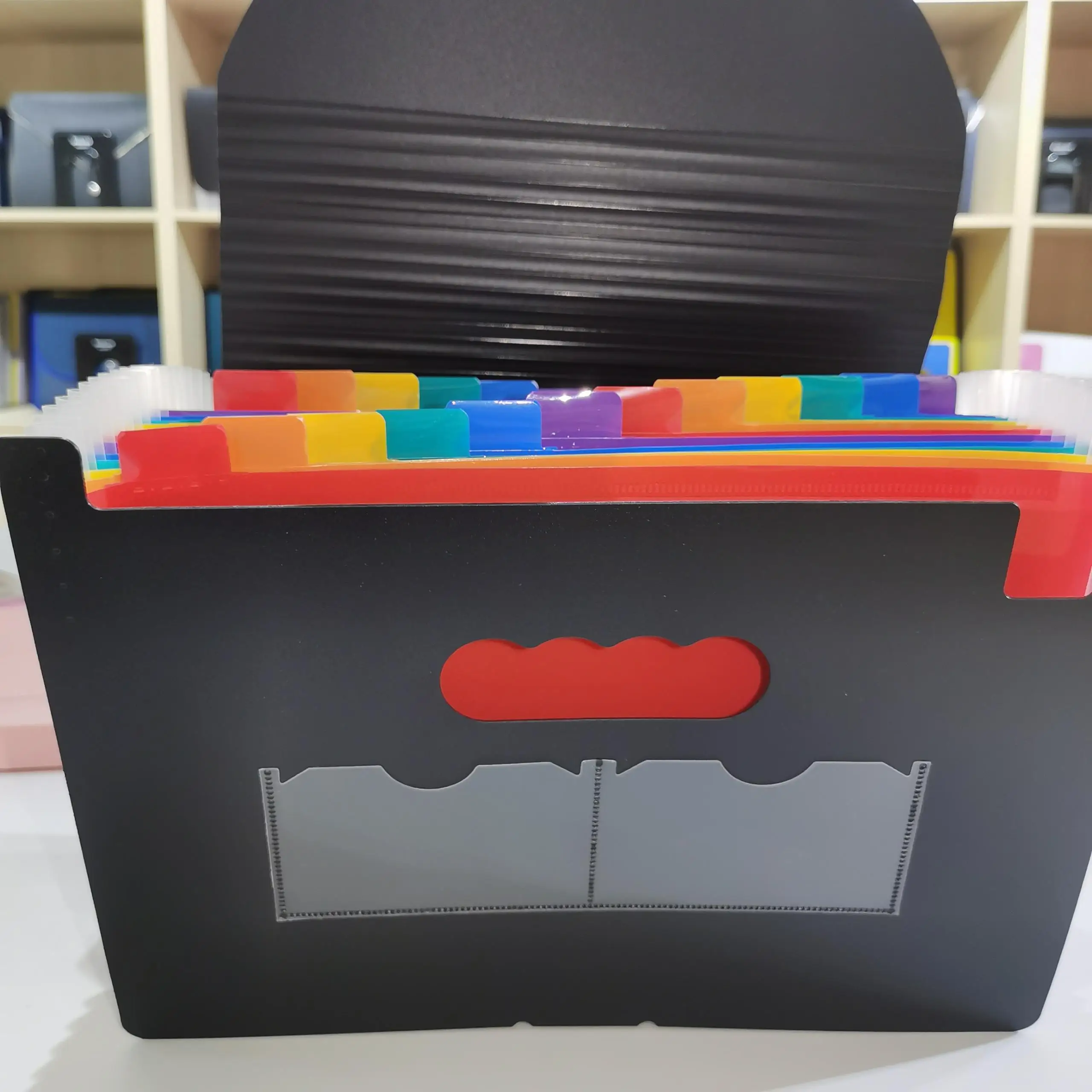 Rainbow Accordion Expandable Document Holder 24-Pocket PP Plastic File Folder Organizer