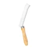 A white crevice brush with a wooden handle.