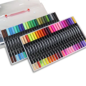 48 Color Double Tips Popular Art Marker Water Color Dual Nibs Brush Pen Set
