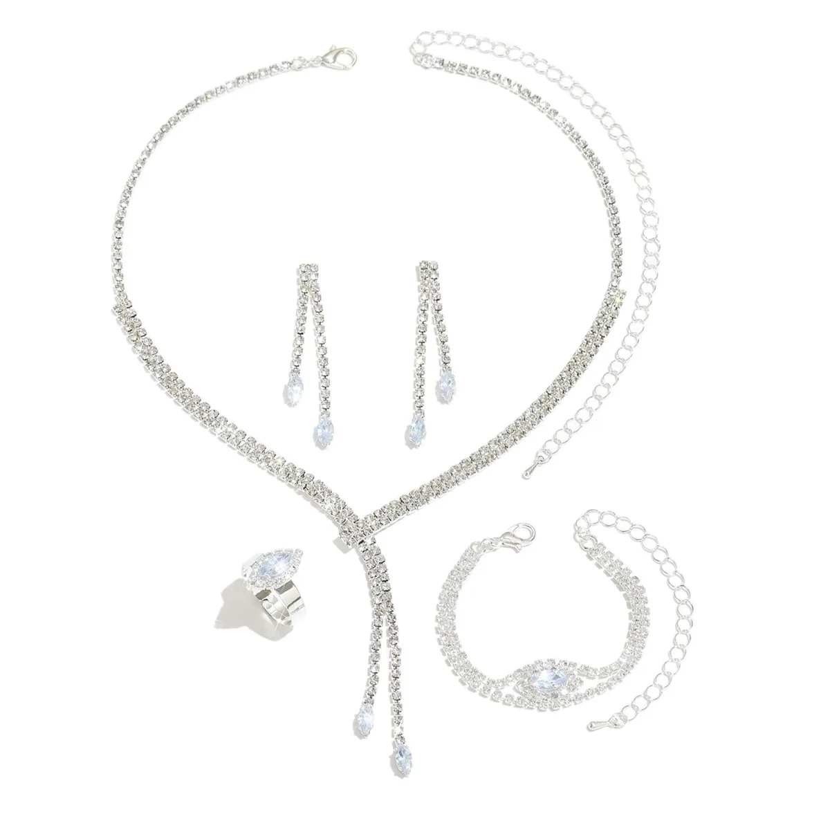 Luxury Zircon Bridal Jewelry Set - Necklace & Earrings