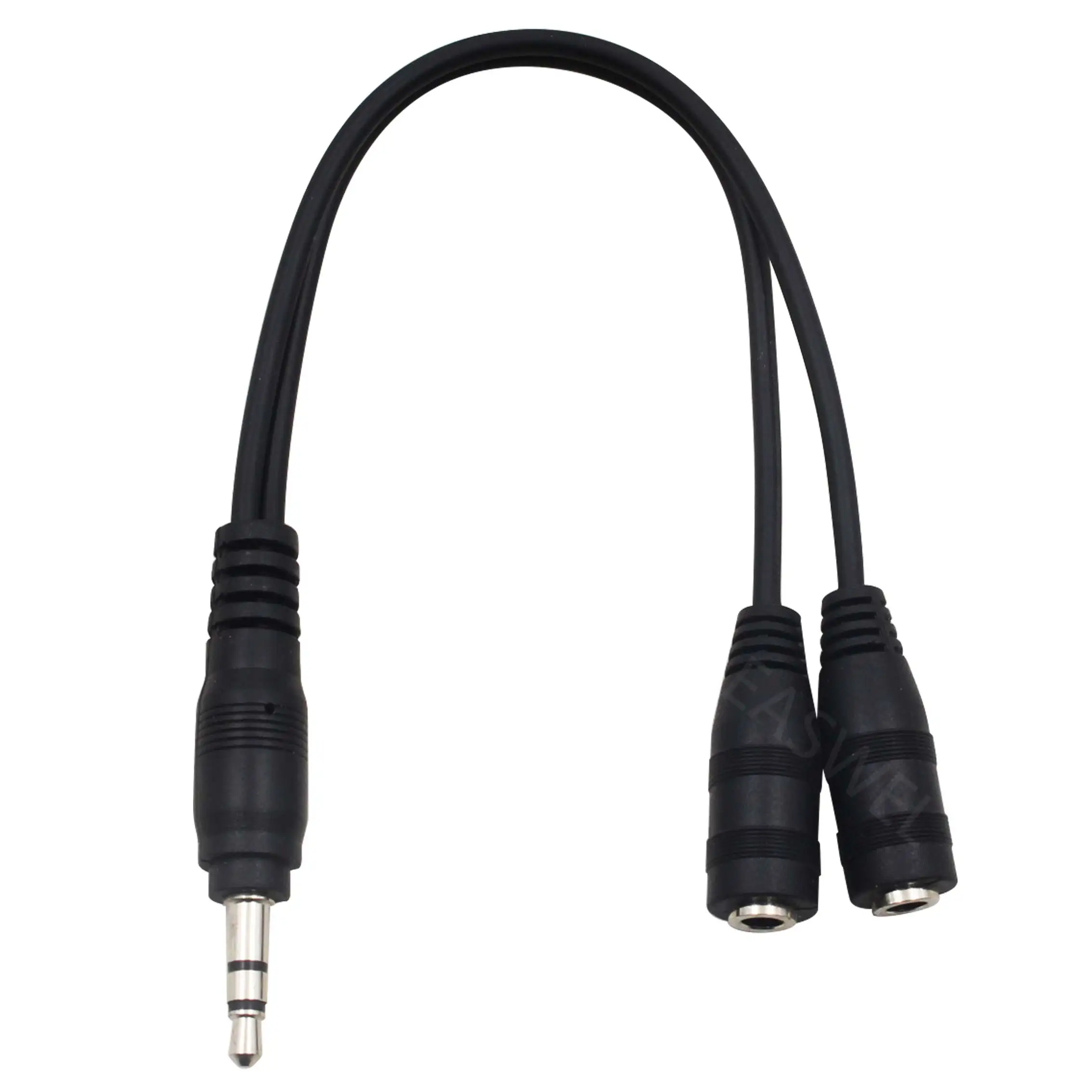 6" 1 Male to 2 Female Gold Plated 3.5mm Audio Y Splitter Headphone Cable Black 