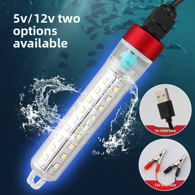 Су астындағы суға төзімді IP68 LED балық аулау шамы, өте жарық, 10 м жарықтық қашықтығы, 6000 К күндізгі жарықтық, балық аулау құрал-жабдығы