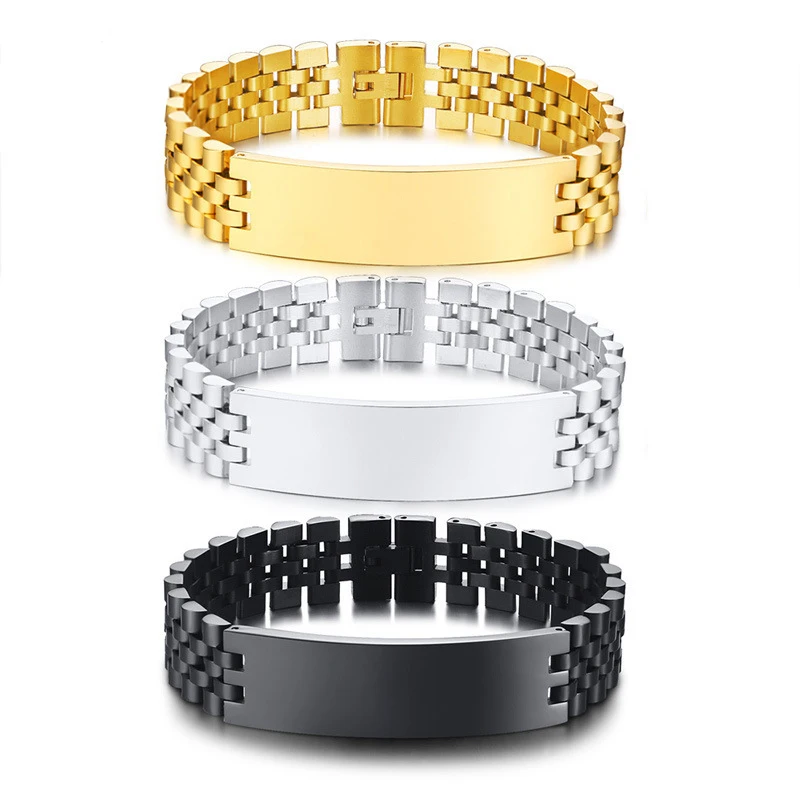 Blank Stainless Steel Watch Band Chain Bracelet For Men Women Jewelry