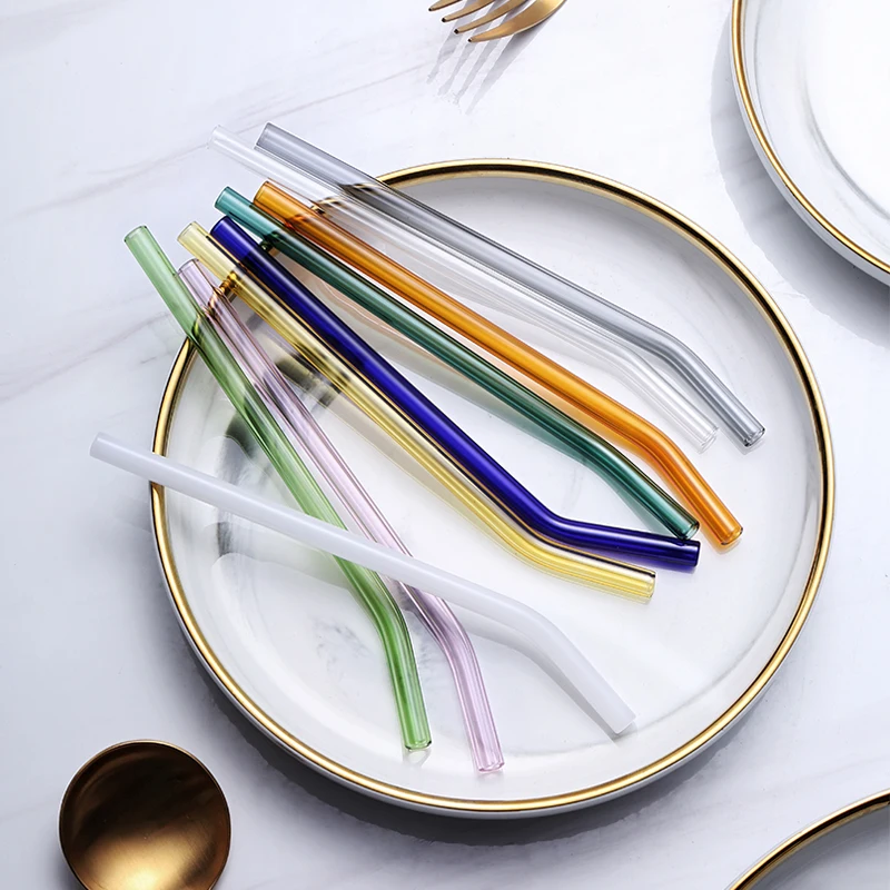 Многоразовая Экологически чистая и термостойкая цветная стеклянная солома упаковка