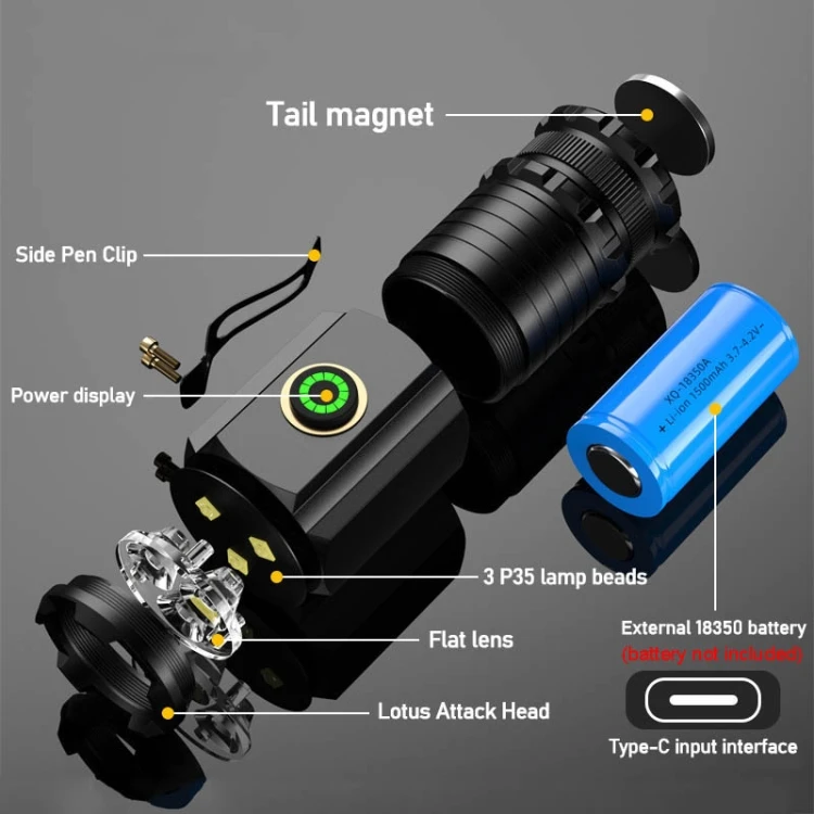 Photo Studio 3 LED Mini Flashlight Rechargeable Waterproof 2000LM Super Bright Torch