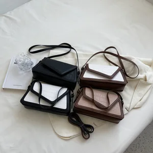 Popular New Trendy Women Handbags Zip Closure square Shoulder Bags PU Leather Purse for Lady