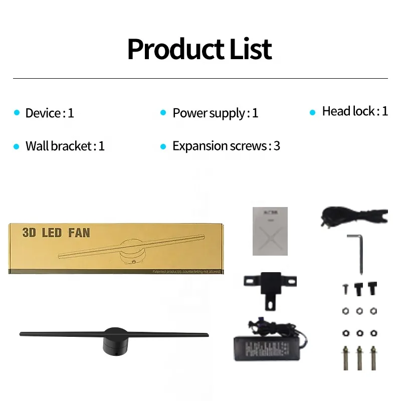 Advertising Machine Projector WIFI APP 42cm 3d Fan Holographic Display HD LED Holographic Display 3D Hologram Fan