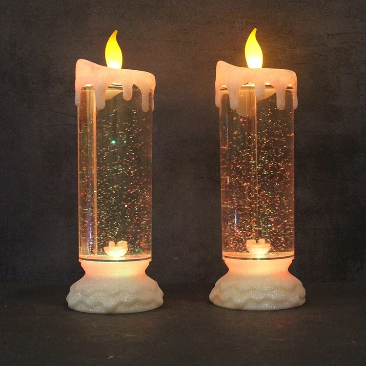 Christmas Color Changing Battery Operated Swirl Glitter LED Candle