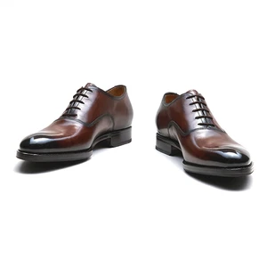 Exquisite Workmanship of Goodyear Welted Formal Brown Genuine Leather Dress Suit Shoes Oxford for Men