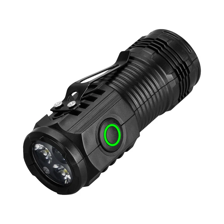 Custom Mini 3LED Rechargeable LED Flashlight Portable with Clip ABS Plastic Body and Aluminum Alloy Housing