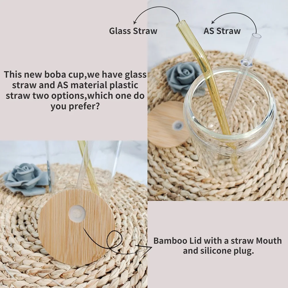 Sublimation Glass Tumbler With Bamboo Lid Dishwasher Safe 16oz Clear