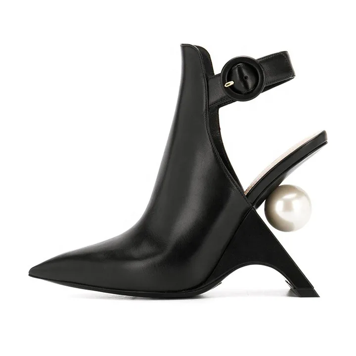 Fashion Large Pearl Shaped Heel Glamorous Shoes Point Toe Slingbacks Ankle Buckle Belt Women High Heels Pumps - Image 4