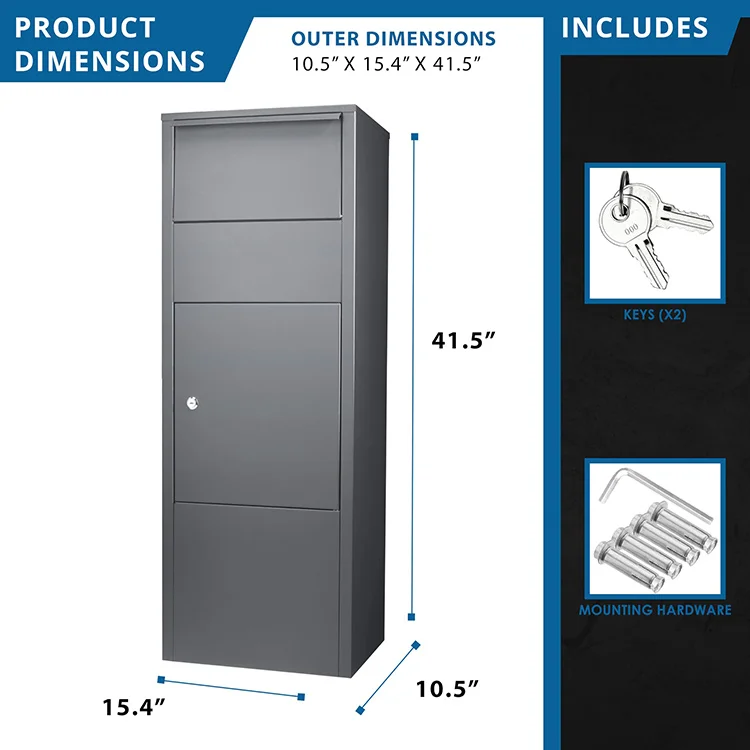 JH-Mech High Security Durable Extra Large Storage Space Smart Weatherproof Fast Installation Mailbox Parcel Delivery Box