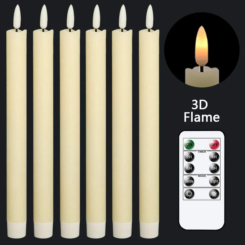 3D Led Warm Wick Light Candles Battery Flameless Taper Candles Bulk Flickering Christmas Wedding Decor Light With Remote factory