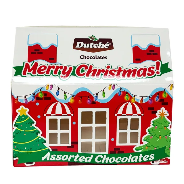 Chocolate Packaging  Christmas Themed Folding Candy Box Customizable Paper House Logo Print for Candle  Packaging