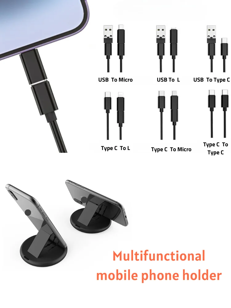 2023 Cable Storage Box Multifunctional Mobile Phone 60w Fast Charging Data Cable 5 In 1 Usb
