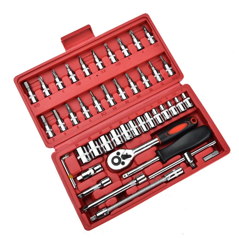 RYNEX Automobile Maintenance 46pcs Hand Tool Socket Wrench Set