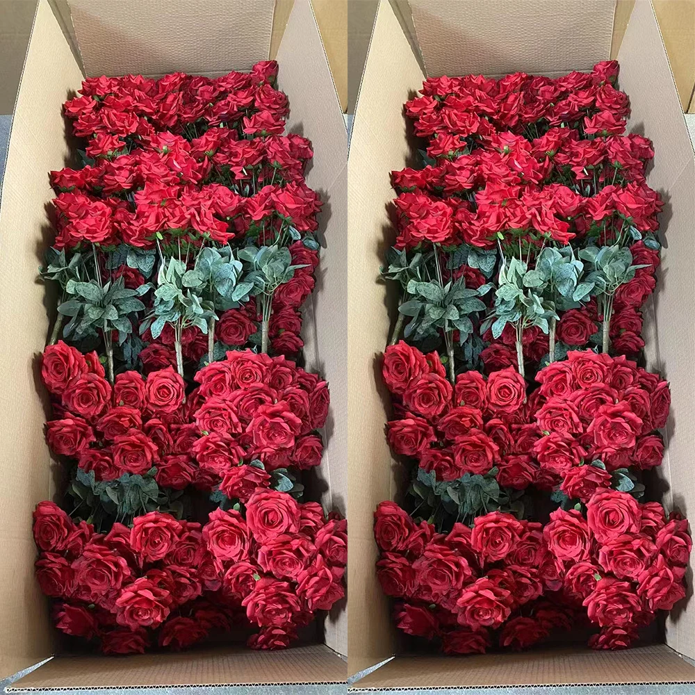 JUSTOYOU Lot De 4 Bouquets De Roses Artificielles En Soie Blanche - 28 Têtes Réalistes Pour Décoration Mariage Et Maison