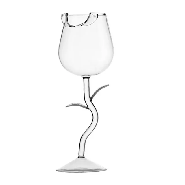 Custom Rose Flower Shape Wine Glass Red Wine Goblet Wine Cocktail Glasses for Drinking