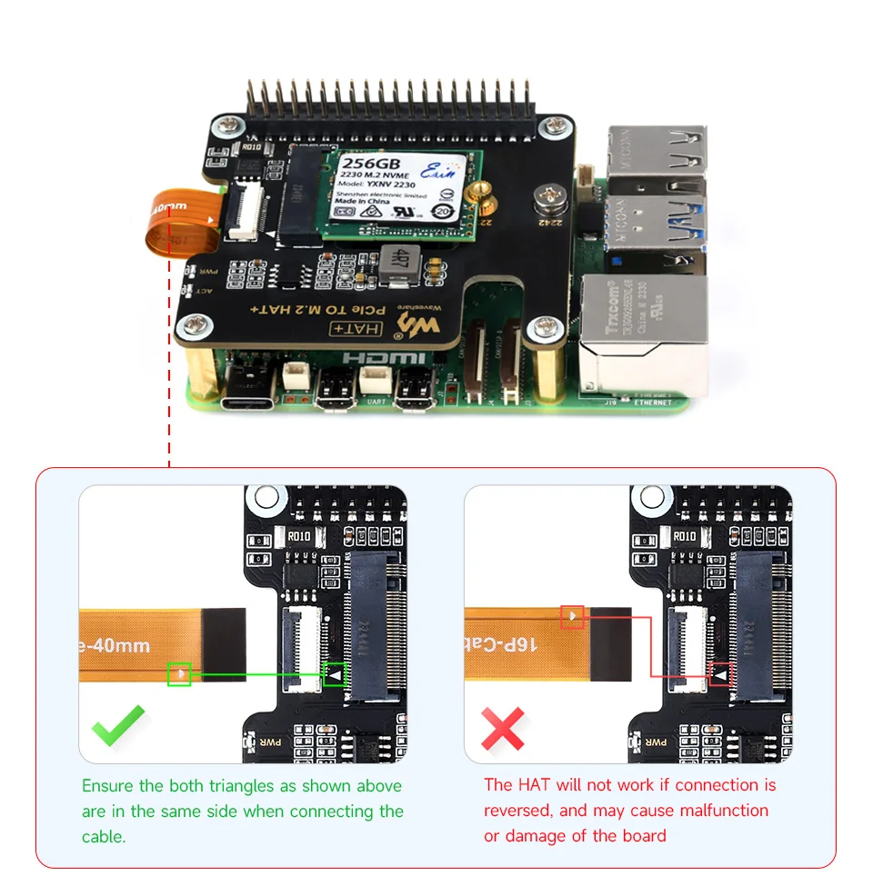 Raspberry Pi 5 Pcie to M.2 HAT NVME High Speed Expansion Board