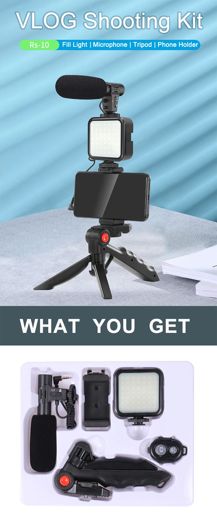 3 In 1 Portable Video Vlogging Kit Handheld Flexible Tripod Gimbal