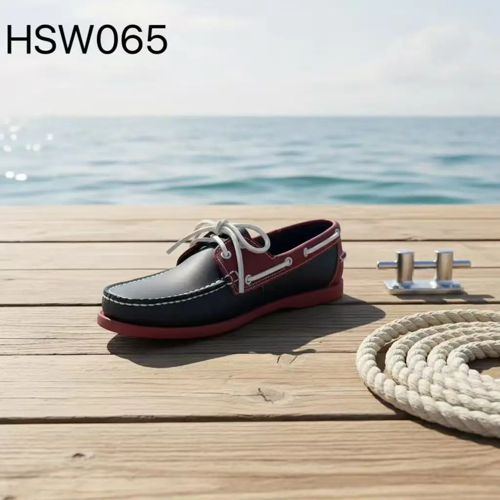 HY,European Popular Daily commuter Bordo Red/Brown Peas Shoes Pure Leather Hand Stitching Patchwork Color Peas Shoes HSW065