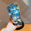 Glace pilée bleue + couvercle en verre + sac cadeau + carte de vœux à piles