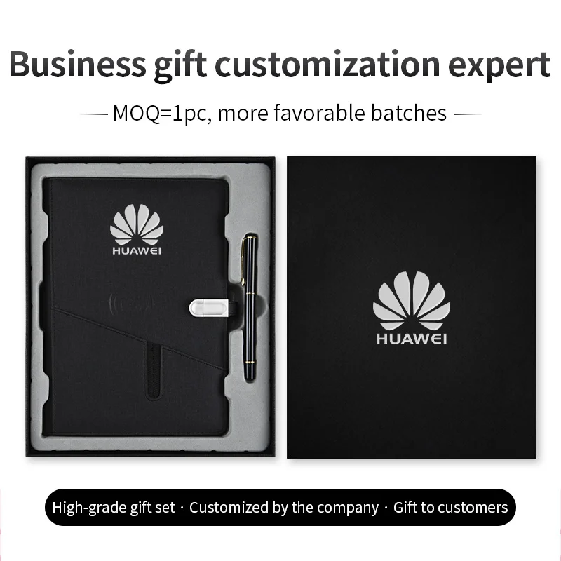 2024 MOQ 1 Set Diary Notebook Custom PU Leather Wireless Charging Powerbank Planner Diary With Calculator and Memory Card