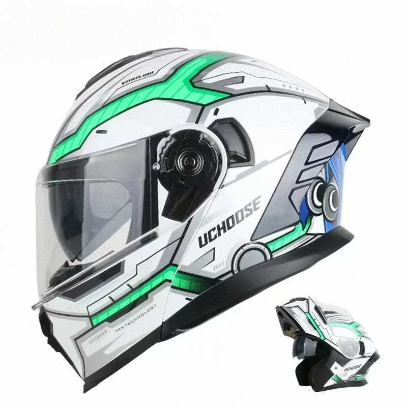 High Quality Unisex Dual Visor Flip-up Motorcycle Helmet Astronaut Style Comfortable Lining Custom Decal Low-Priced ABS Material
