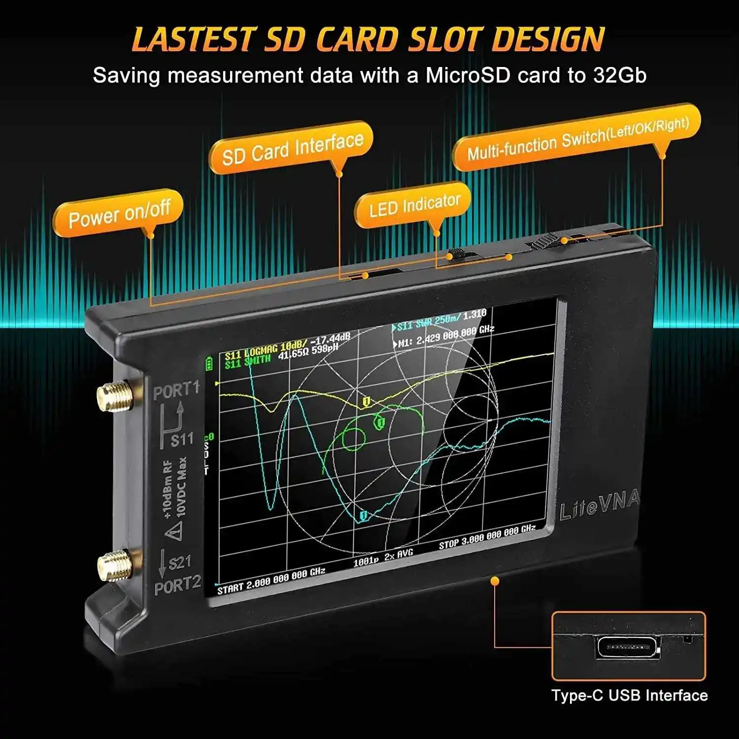 Wholesale Price LiteVNA 64/62 V0.3.2 50kHz-6.3GHz Carbon Fiber