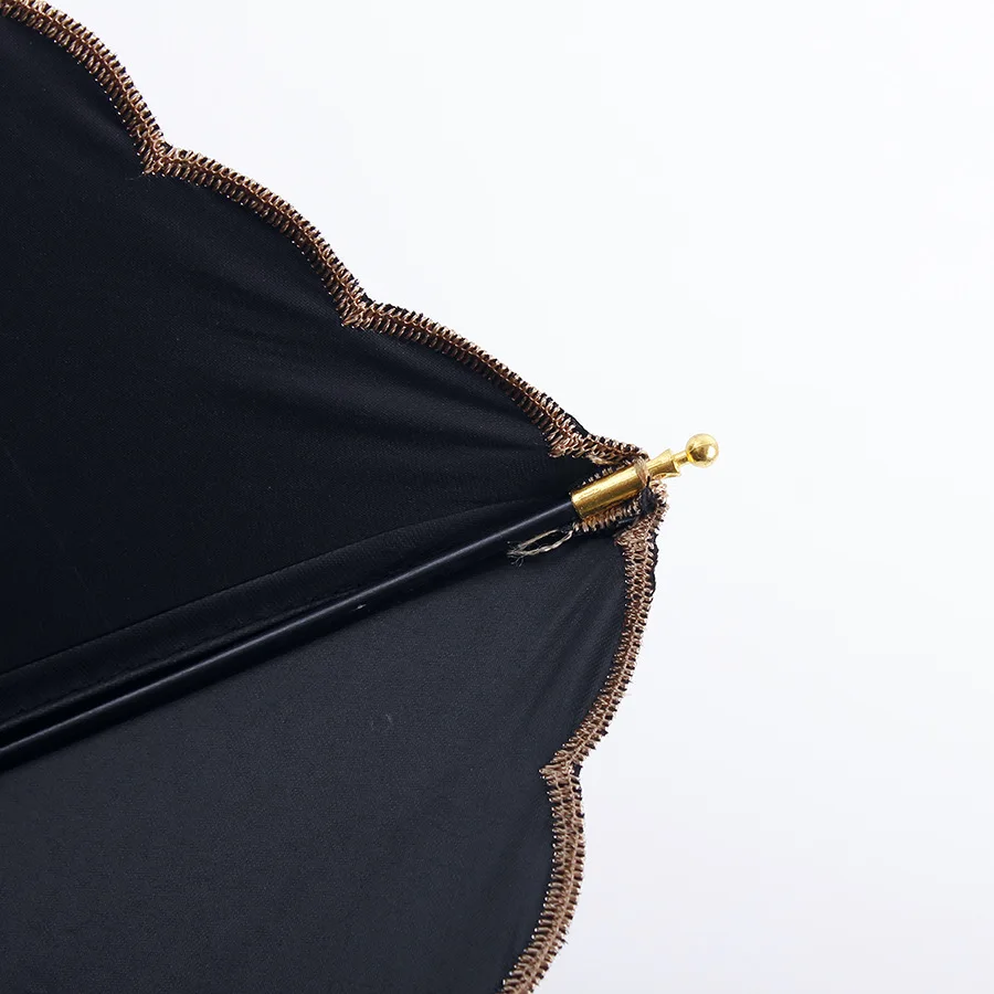 Japanese lady style elegant folding hook handle umbrella with lace border