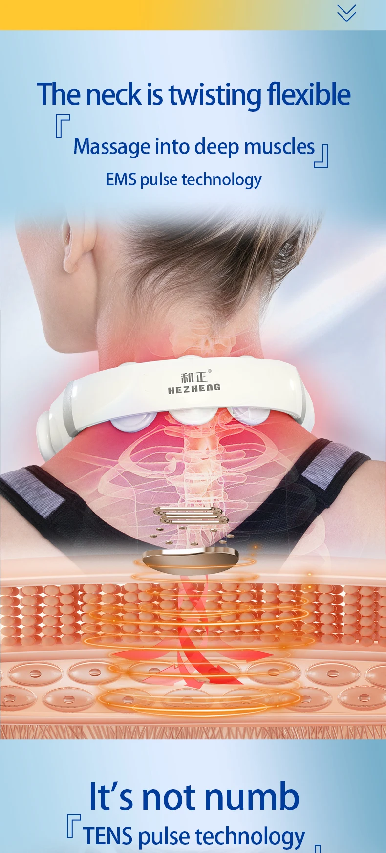 HEZHENG New Best Selling Smart Neck Massager with TENS Health Wellness Care Therapy Treatment Pain Relief Device