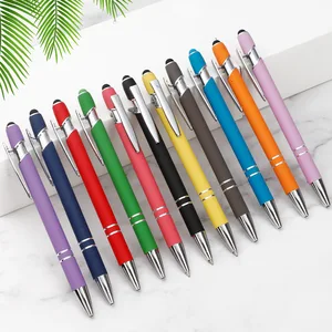 Multi-functional Smooth Writing Stylus Ballpoint Pen with Laser Carving Custom Logo for Business Office and Promotional Gifts