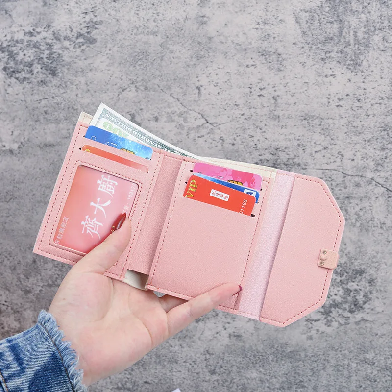 New Short Buckle Wallet Korean Version Of The Three Fold Small Fresh and  Simple Personality Small Floral …