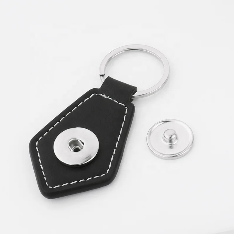 Snap Button Leather Custom Picture Keychains Sublimation Leather Keychain