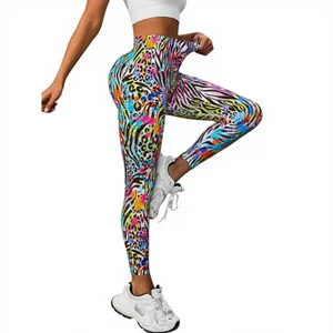 Customized Seamless Yoga Pants Painted Print  Comfortable High Waist Butt Lifting Tight Sports Outer Wear Full Length Leggings