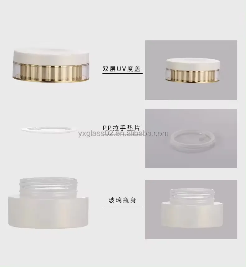 Luxury custom toner lotion serum cream glass bottles cosmetic packaging supplier cosmetic glass container details