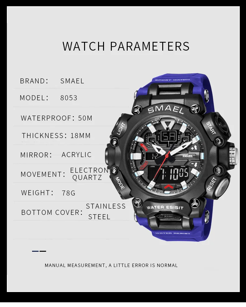 Wholesale SMAEL 8053 many colors sport watch waterproof From m