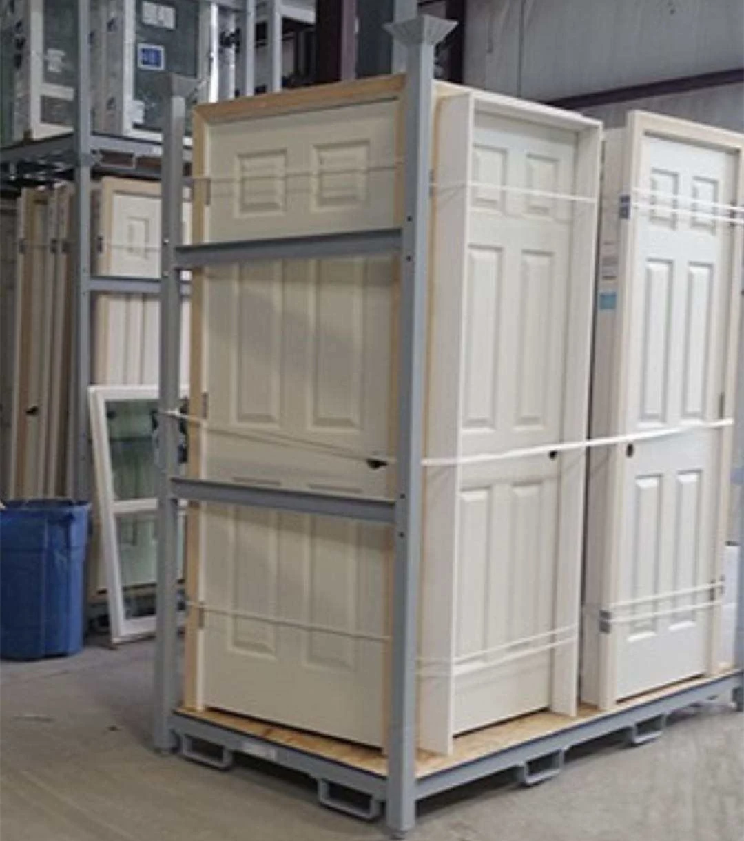 Window and Door Transport Stacking Racks with Removable Side Frame