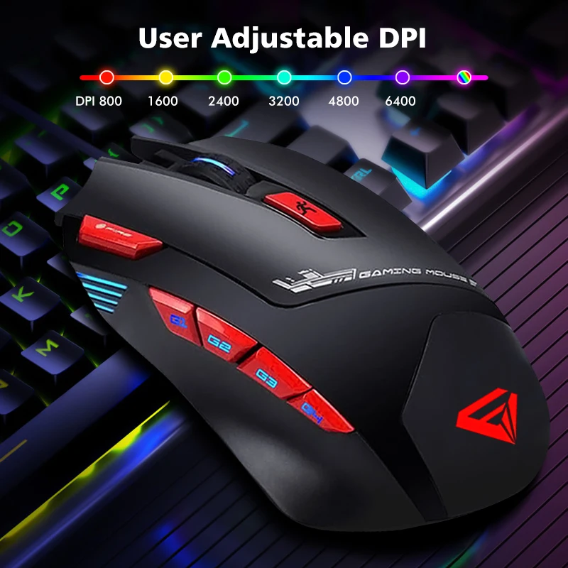 Мышь игровая Проводная с Rgb-подсветкой 7 режимов работы до 7200